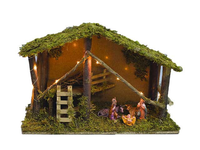 Capanna 43x19x30cm+nativita' con luci pr-23942 $