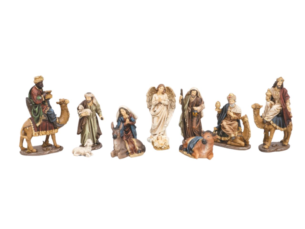 Nativita' resina cm.26 set pezzi 11 re magi su cammello