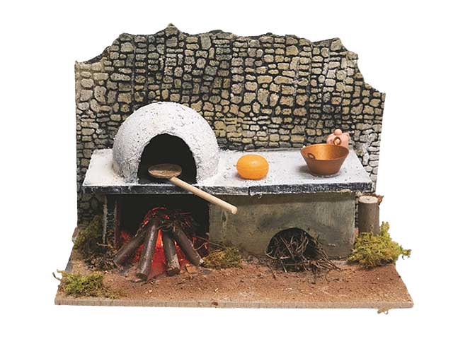 Accessorio per presepe, forno 14x24x16cm con luce fuoco pr-24502