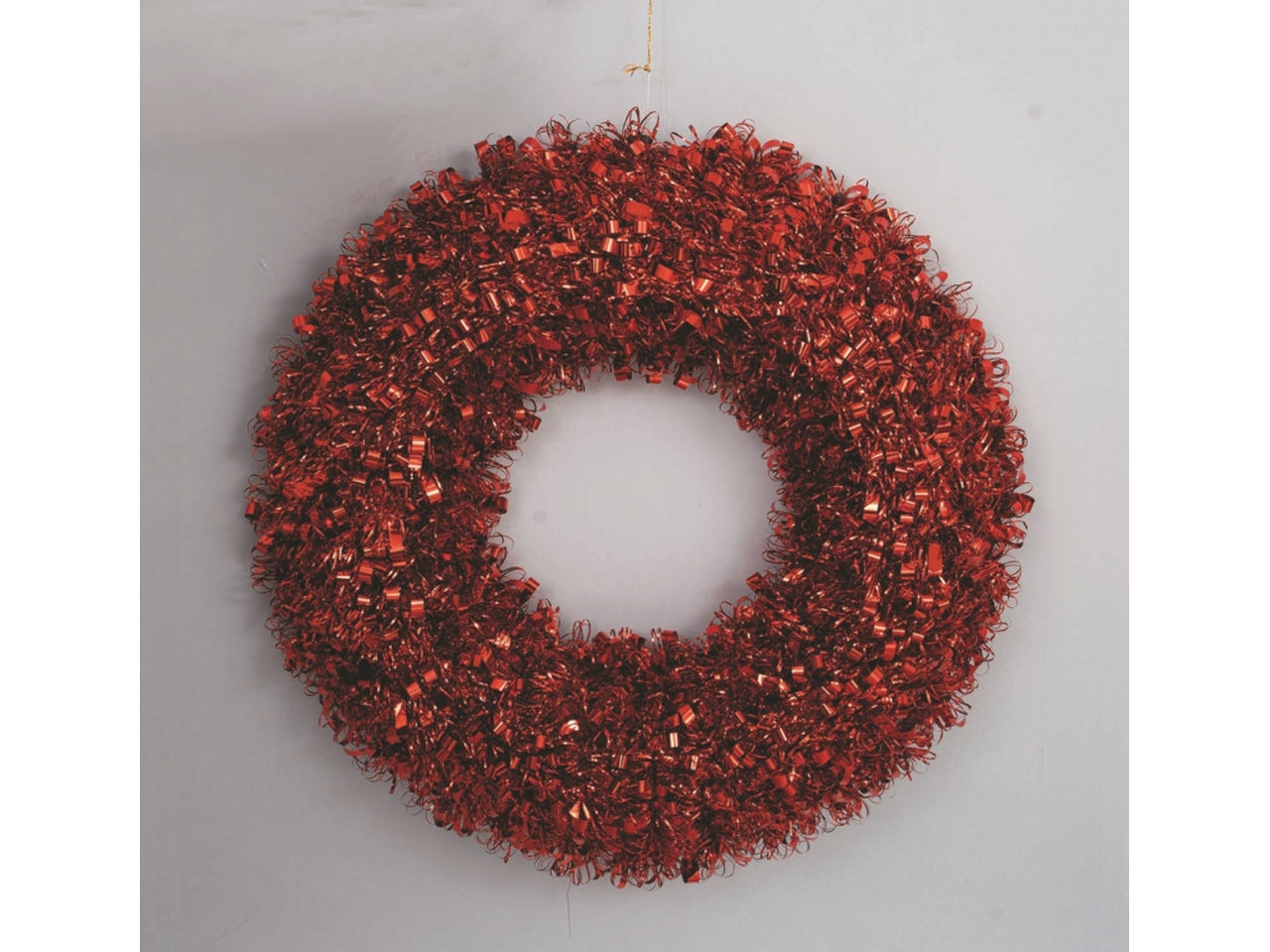 Dietroporta corona 45cm in pvc filo ricciolino rosso metallizzato