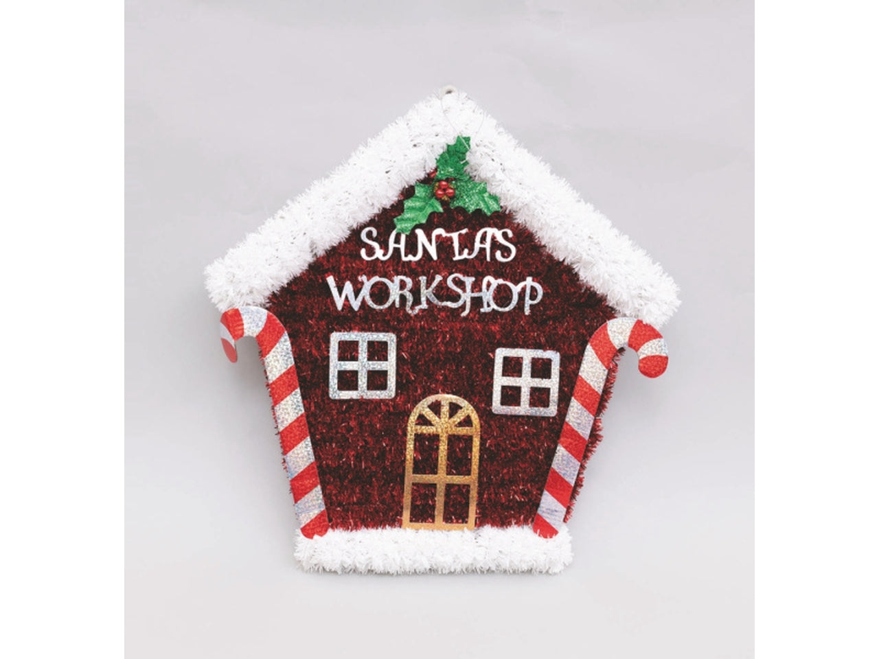 Casetta filo 23x45cm con candy cane e finestre carta