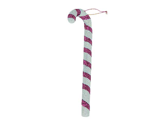Pendente natalizio bastone bianco/oro glitterato 22cm