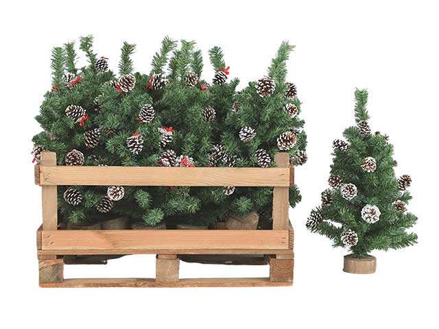 Alberello di natale senza luci in cassetta in legno 80cm