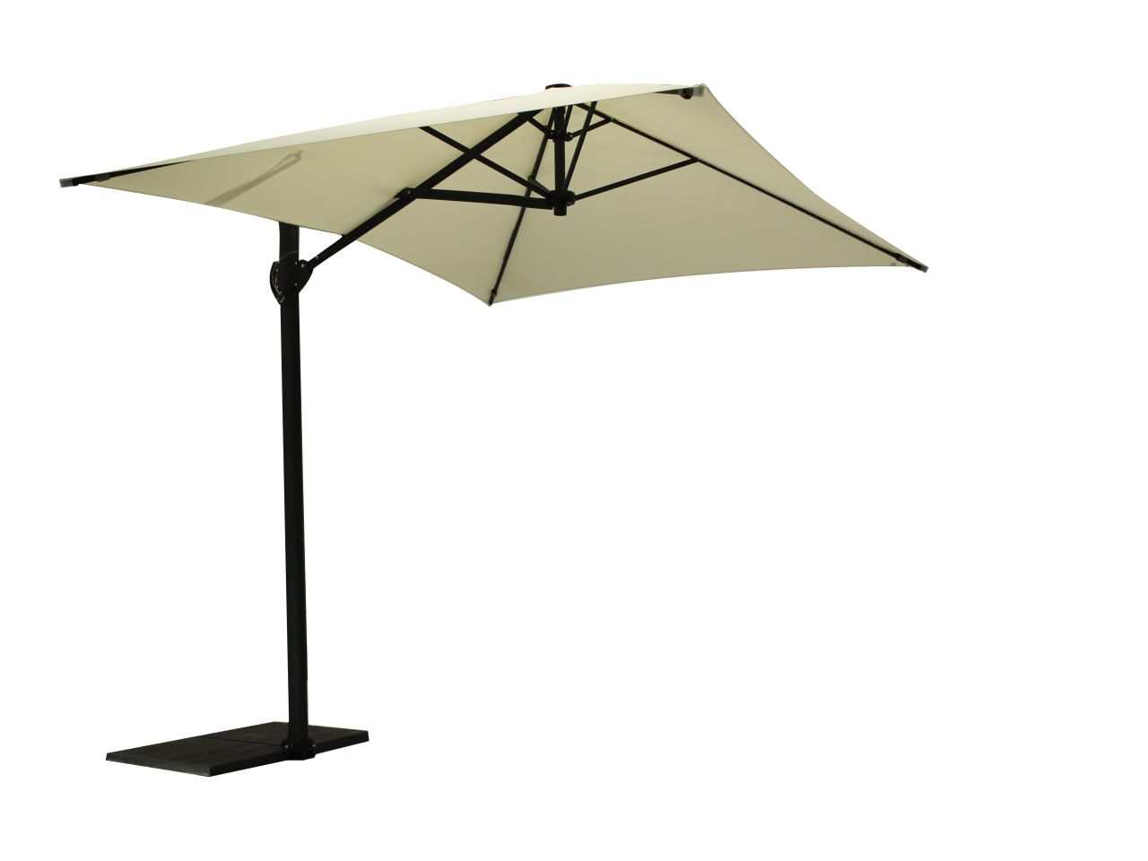 Ombrellone kronos polyma 300x200/4cm ecru' in poliestere 210gr, montura palo alluminio 50x78mm colore grafite, apertura senza corde e manovelle