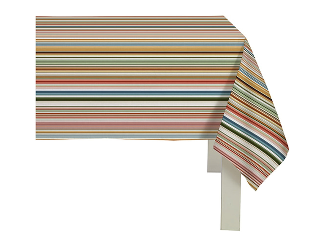 Tovaglia rettangolare rigata in cotone per 14 persone multicolor stile moderno, made in Italy 138x300 cm - Cotton & Color