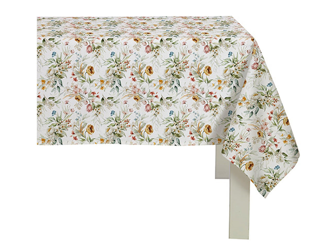 Tovaglia rettangolare floreale in cotone per 6 persone multicolor stile country, made in Italy 138x180 cm - Cotton & Color