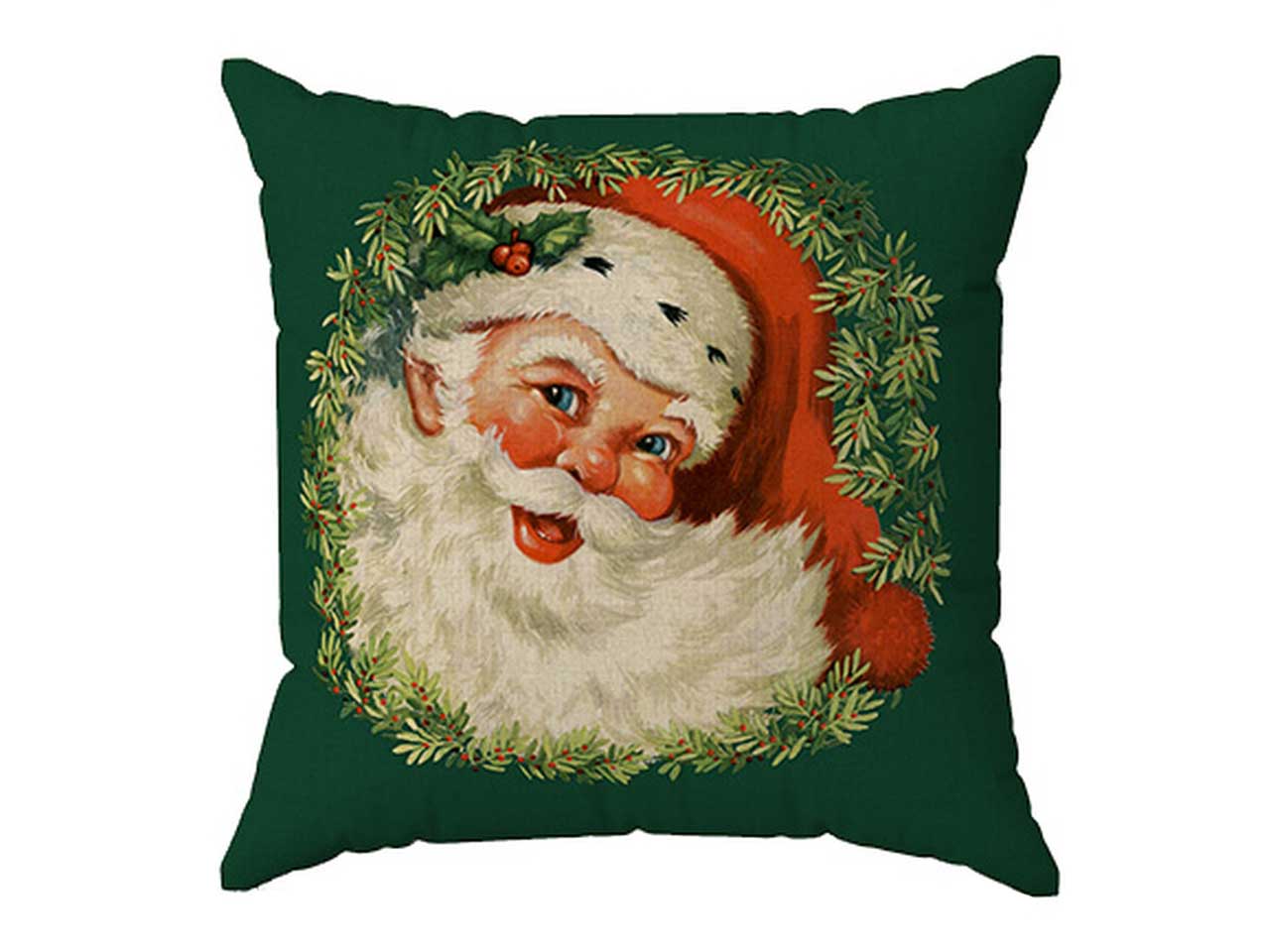 Cuscino per divano stampato babbo natale verde e beige in poliestere 50x50 cm  Cotton & Color
