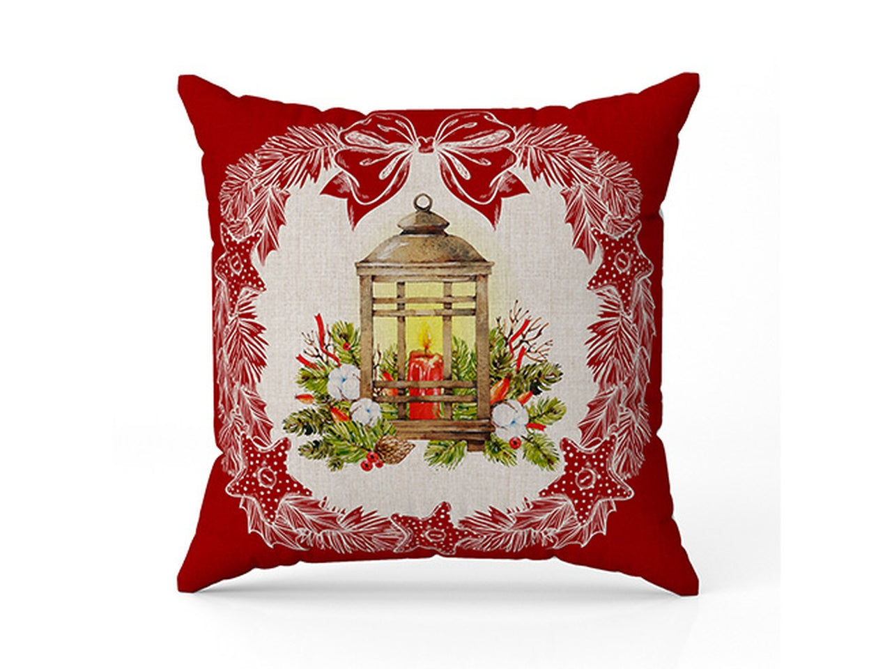 Cuscino per divano stampato natalizio rosso e beige in poliestere 50x50 cm  Cotton & Color
