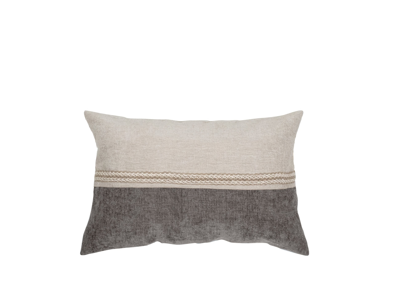 Cuscino decorativo rettangolare jacquard tortora moderno in velluto 30x50 cm - Cotton & Color srl