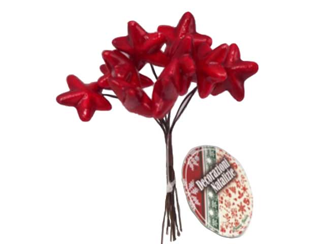 Mazzetto con 10 stelline rosse misura d.3xh.11,5cm
