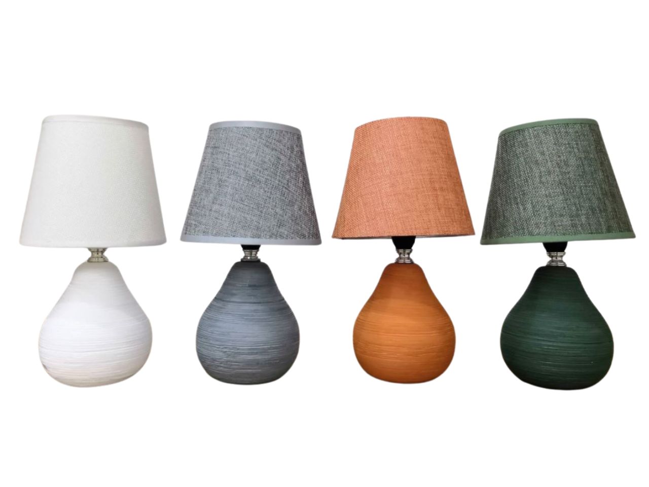 Lampada da tavolo 4 colori assortiti stile moderno con paralume in tessuto 26 cm - Creare Italia