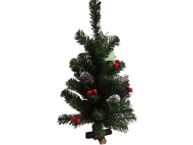 Alberello di natale senza luci con bacche e pigne 50cm