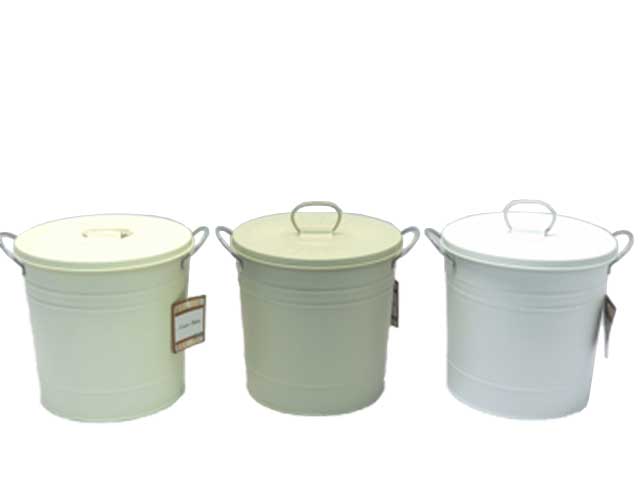 Bidone metallo c/coperchio h17x17x13cm