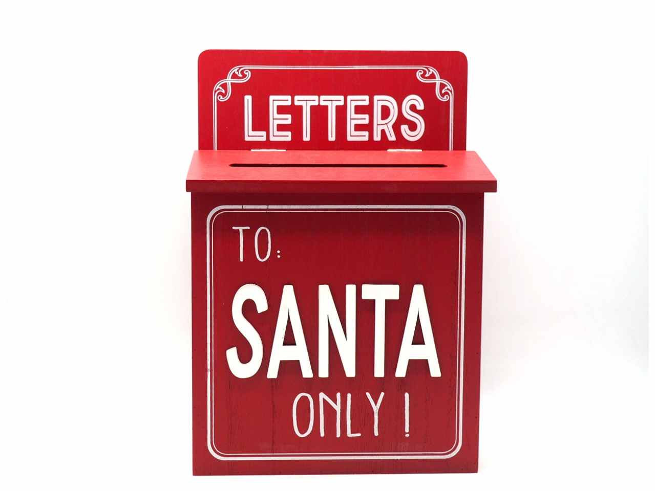 Cassetta postale di babbo natale in mdf colore rosso misura h.34,5x24x8,5cm