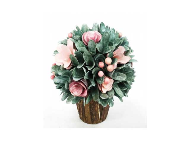 Pianta c/vaso fiori rosa 19xh.22cm