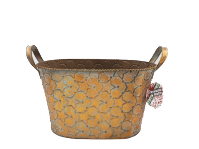 Secchiello ovale metallo 20x32x17 con stelle