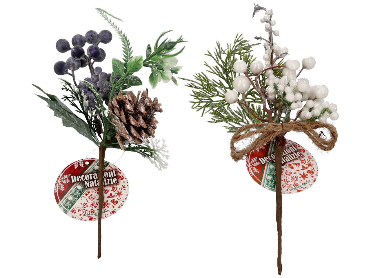 Pick aghi pino con bacche h.22,5x24cm- disponibile in due assortimenti