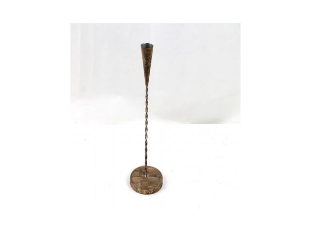 Portacandela metesta di 28,5x9x9cm oro brunito