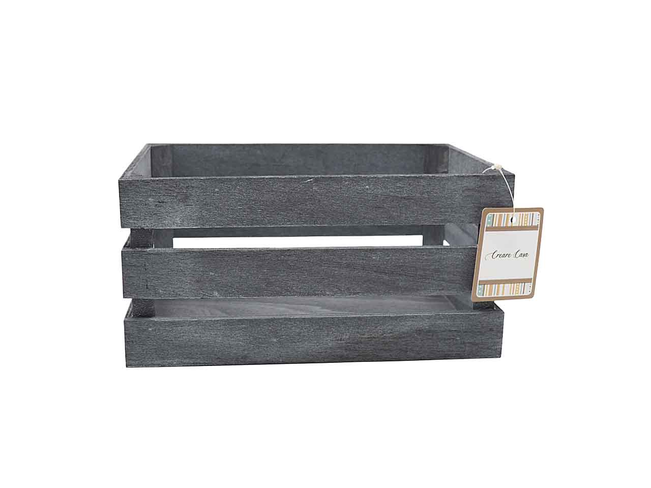 Cassetta legno h.14x18x28cm grigia