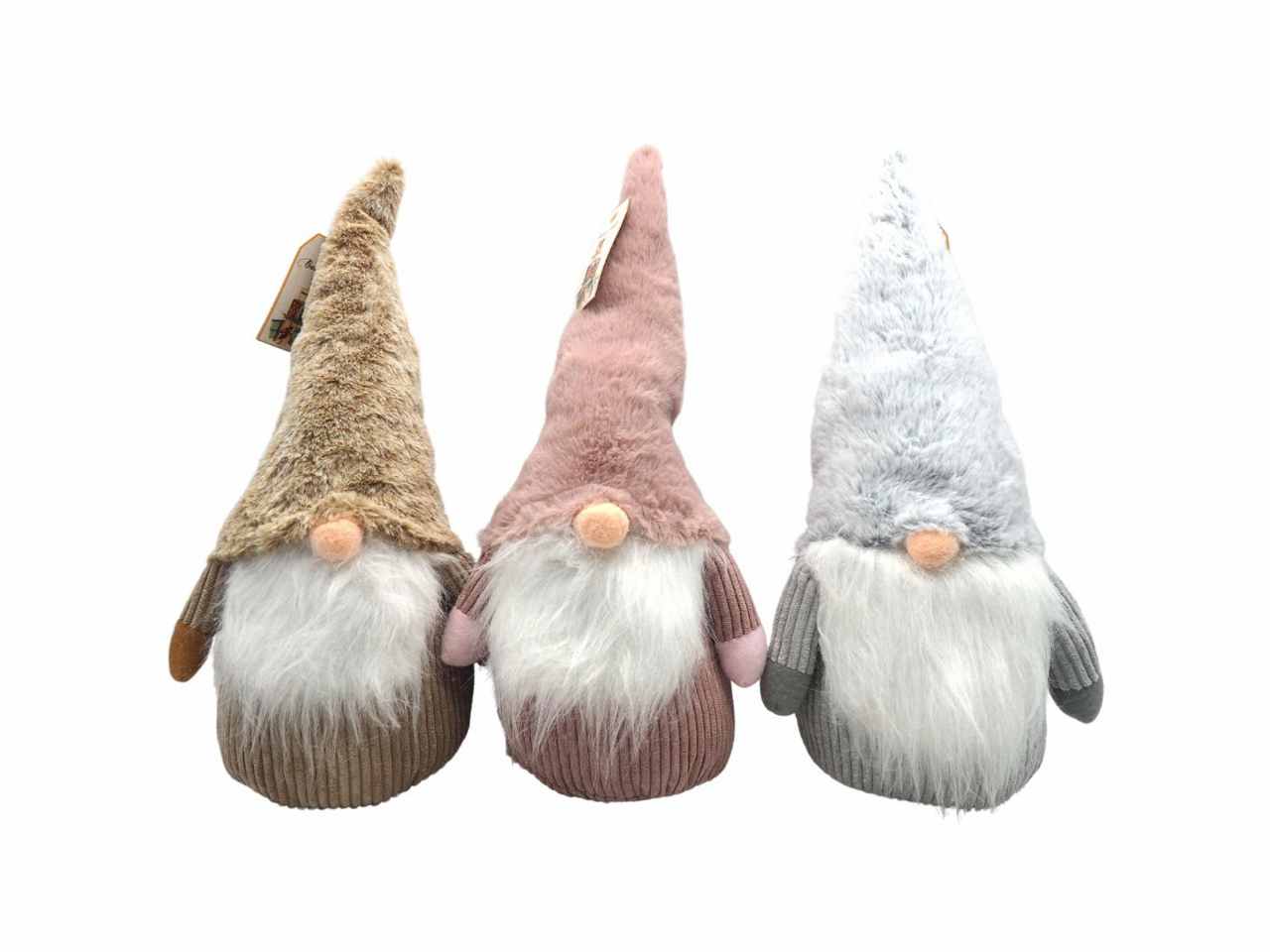 Gnomo panno 40 cm c/cappello peloso cm 3 colori