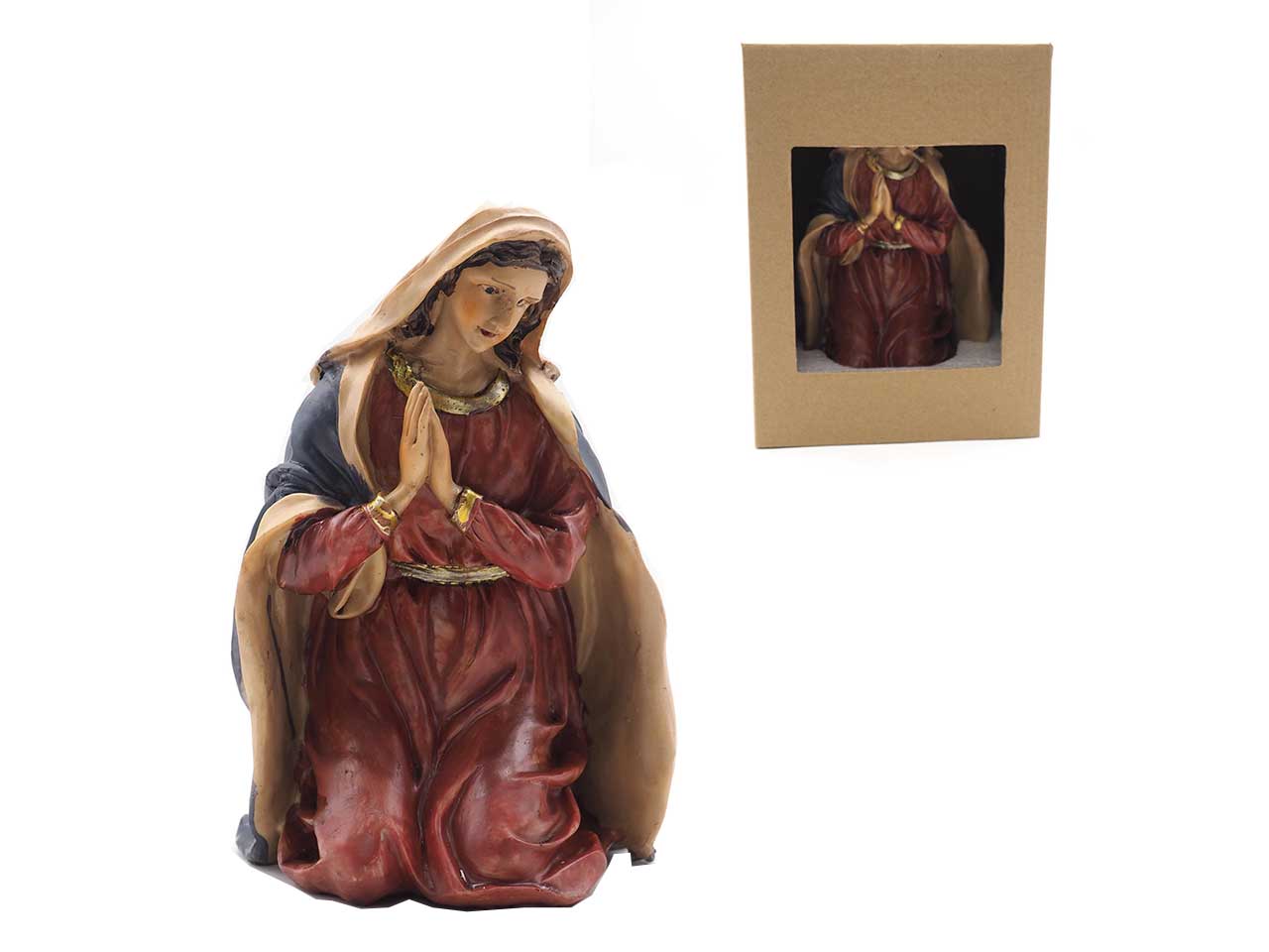 Statua Madonna 25cm multicolor in resina per presepe - Creare Italia