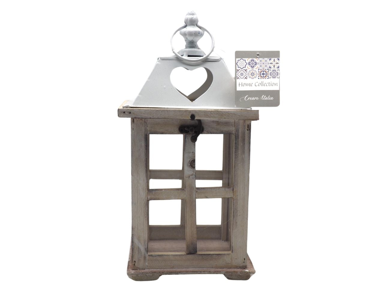 Lanterna h.31x15x12cm con cuore e legni finestra ii misura naturale