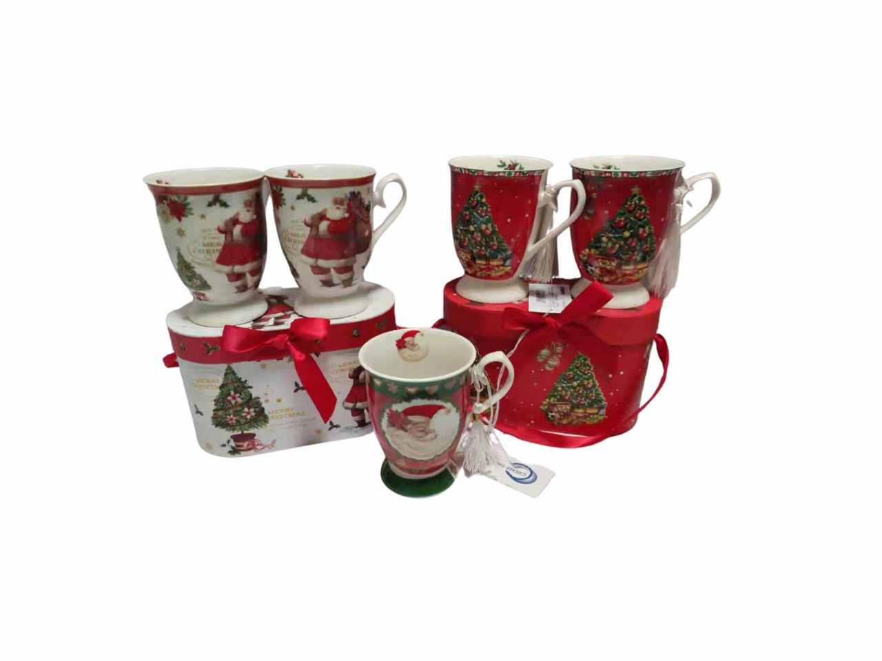 Tazze 11,5x9,5x19cm disegno natale  3 assortimenti 2pz