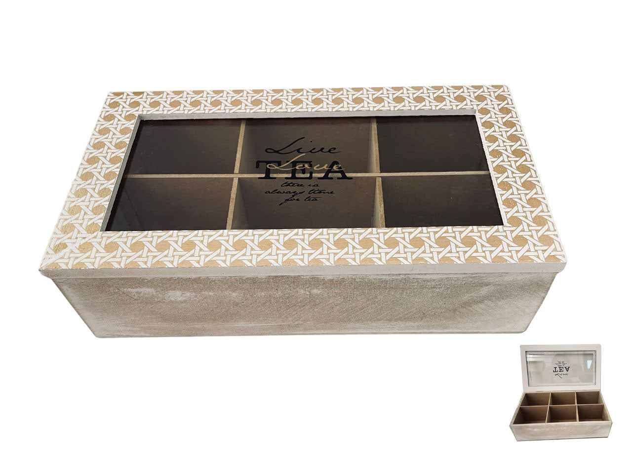 Scatola legno porta the e tisane 27x15x7.5cm