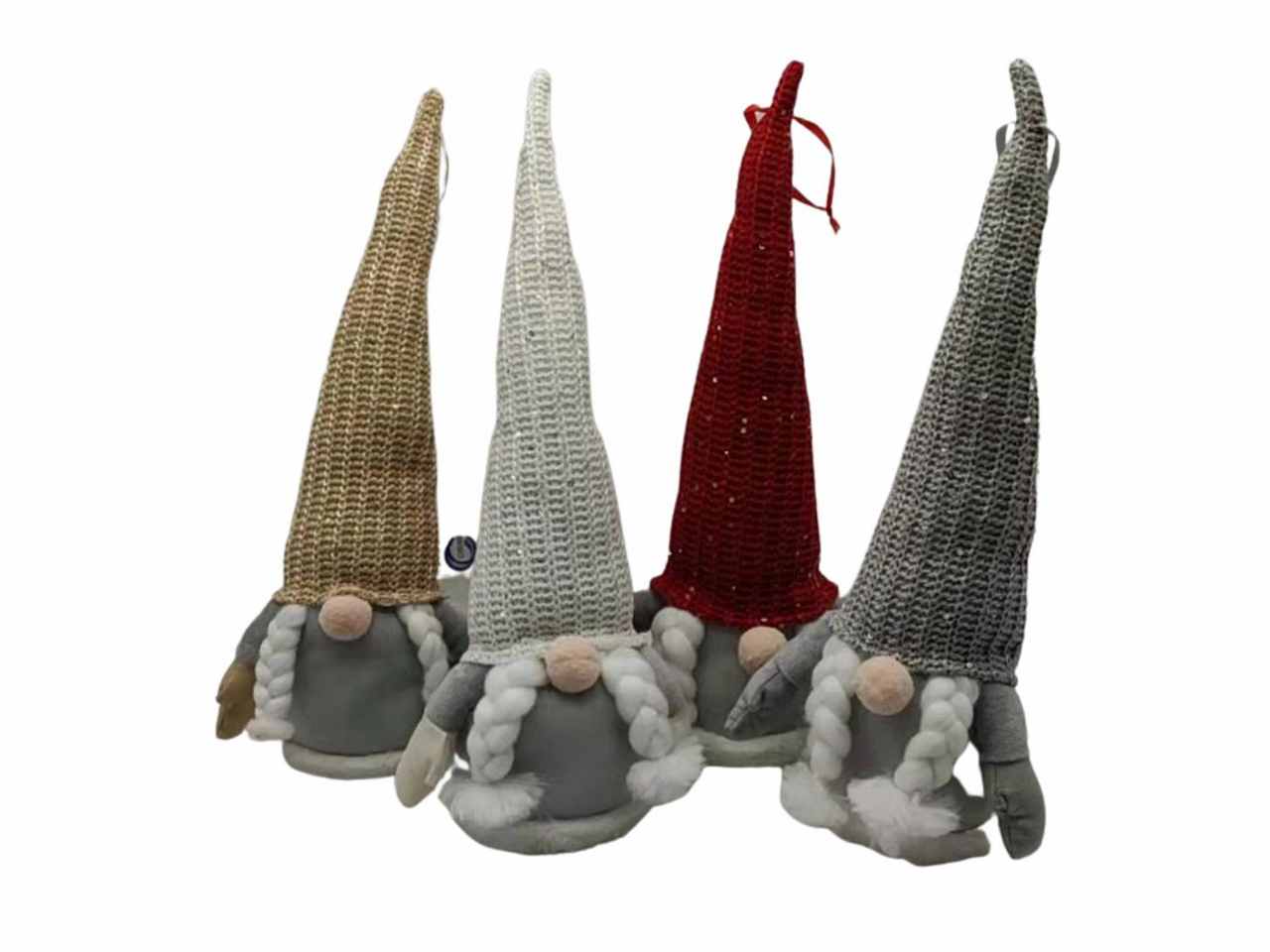 Gnoma c/cappello lana-paiettes 44cm assortiti con luci $