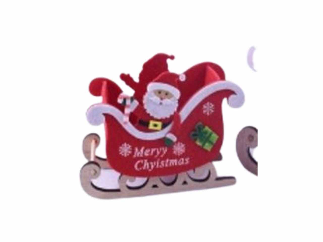 Slitta feltro + babbo natale 16.5x8x12cm