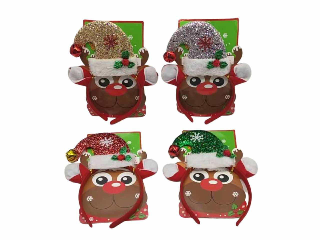 Cerchietto c/cappellino babbo natale in glitter 4ass. con luci