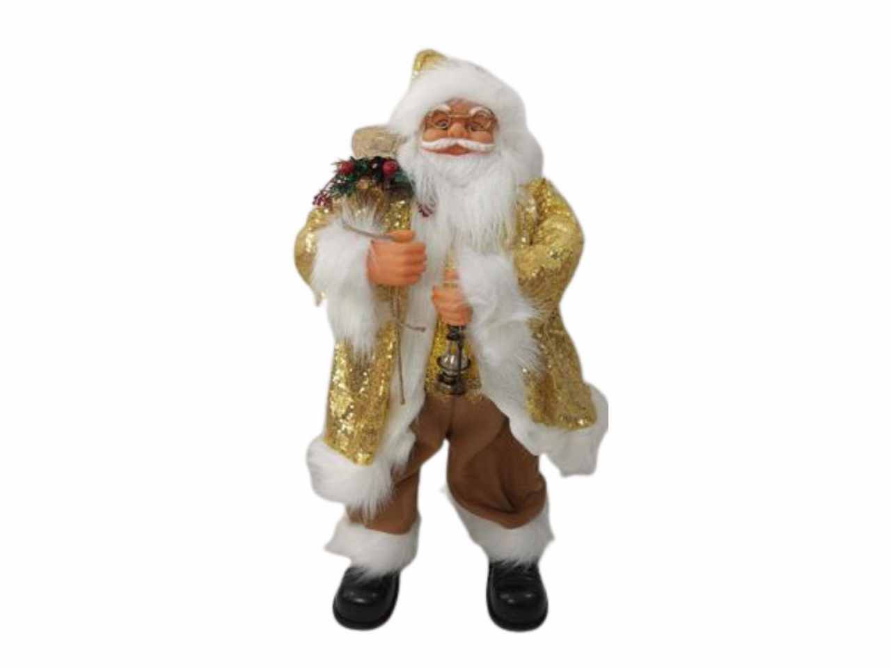 Babbo natale con paiettes 70cm musiche/movimenti/luci oro