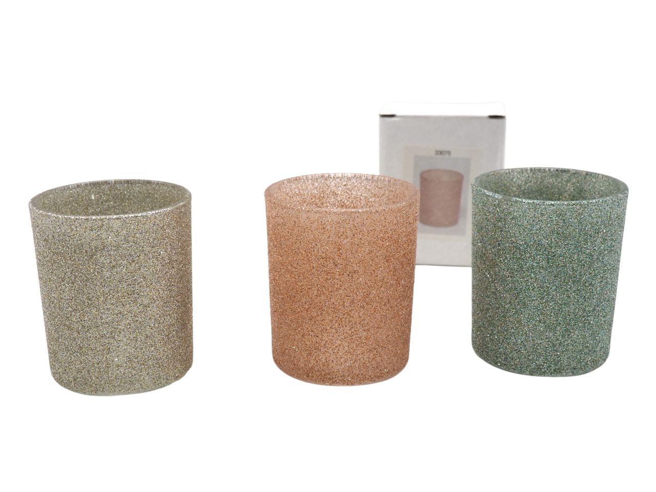 Vaso in vetro misura h.7,4xd.6,1cm in colori assortiti rosa, verde e grigio