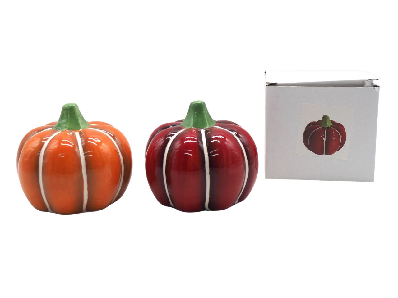 Zucca lucida in ceramica rossa e arancio 9x10,5 cm - Creare Italia