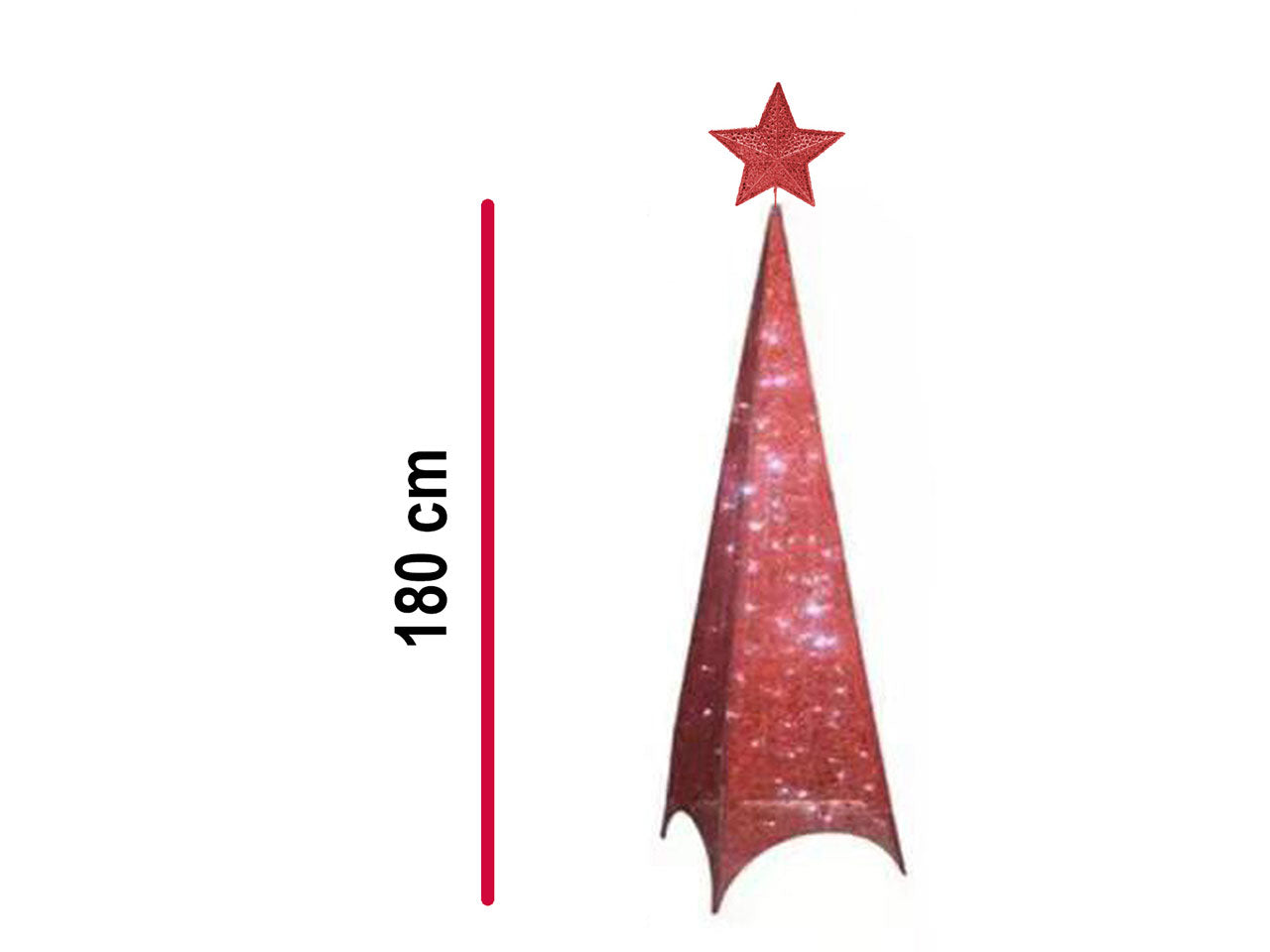 Albero natalizio in  metallo con 100 led h.180 - rosso