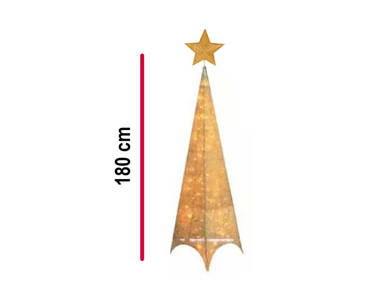 Albero natalizio in metallo dorato con 100 led per interni h.180 cm - Creare Home