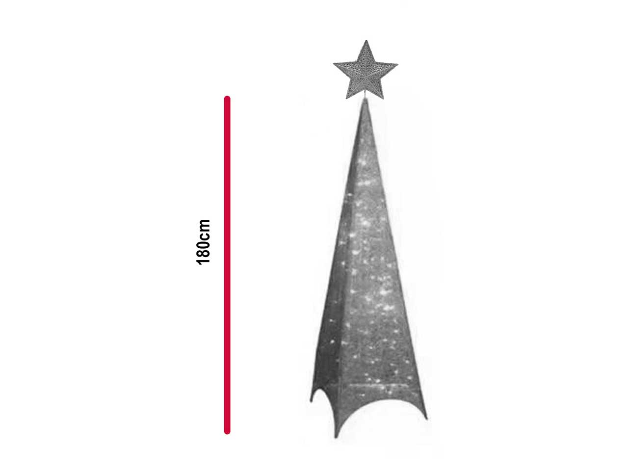 Albero natalizio in metallo argentato con 100 led per interni h.180 cm - Creare Home