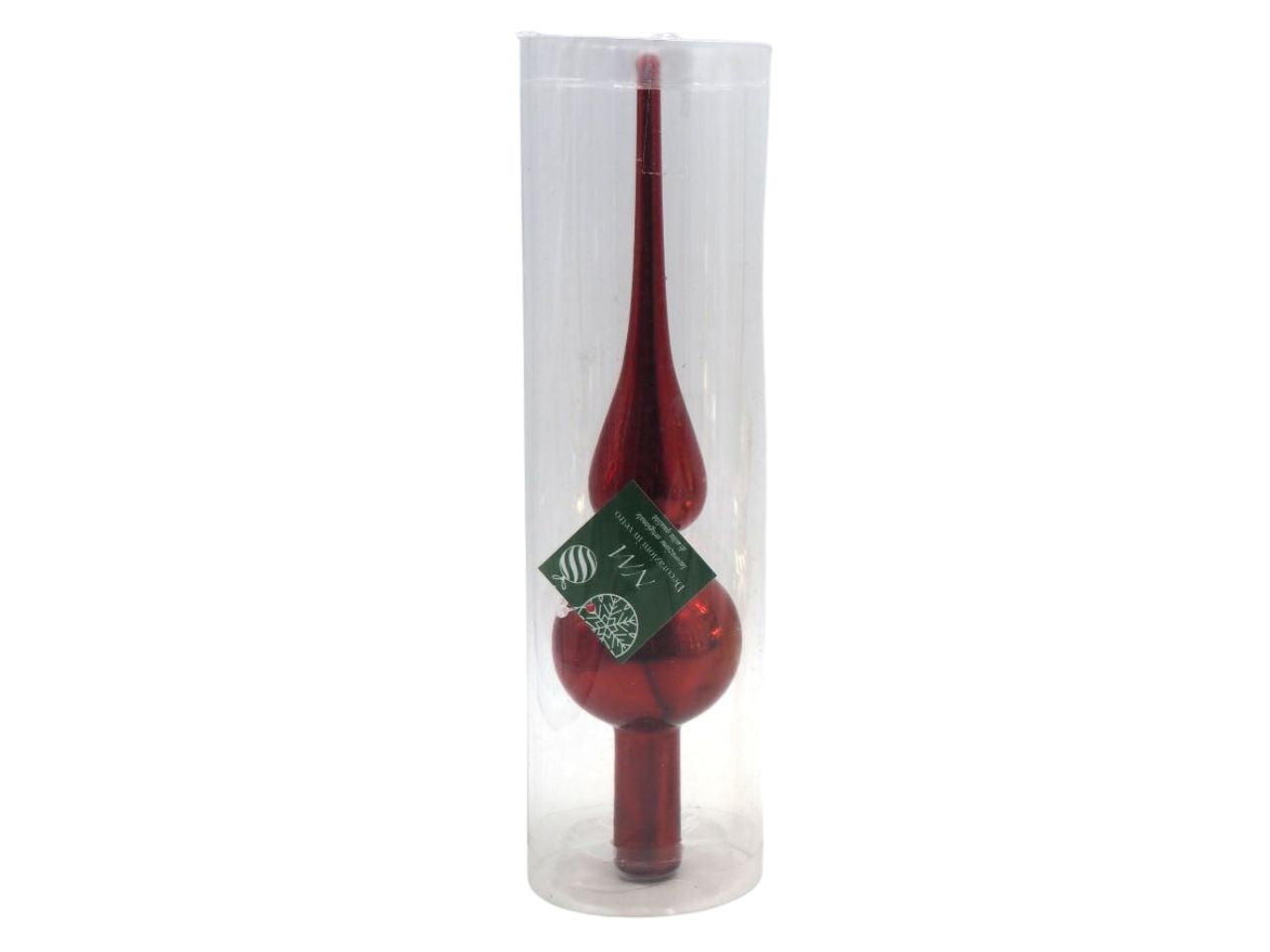 Puntale natalizio in vetro misura h.26xd.6cm colore rosso lucido
