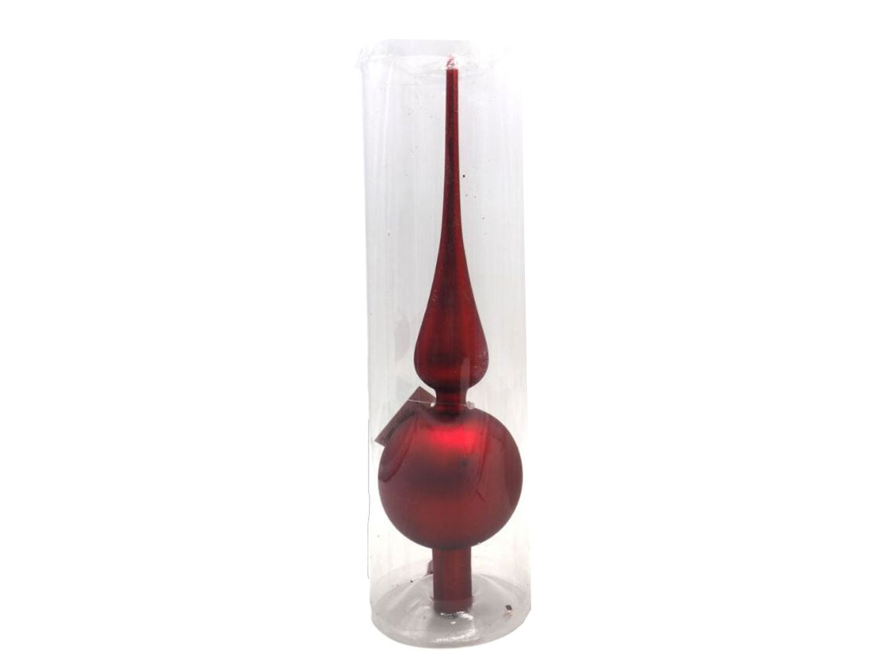 Puntale natalizio in vetro misura h.31xd.8cm colore rosso opaco