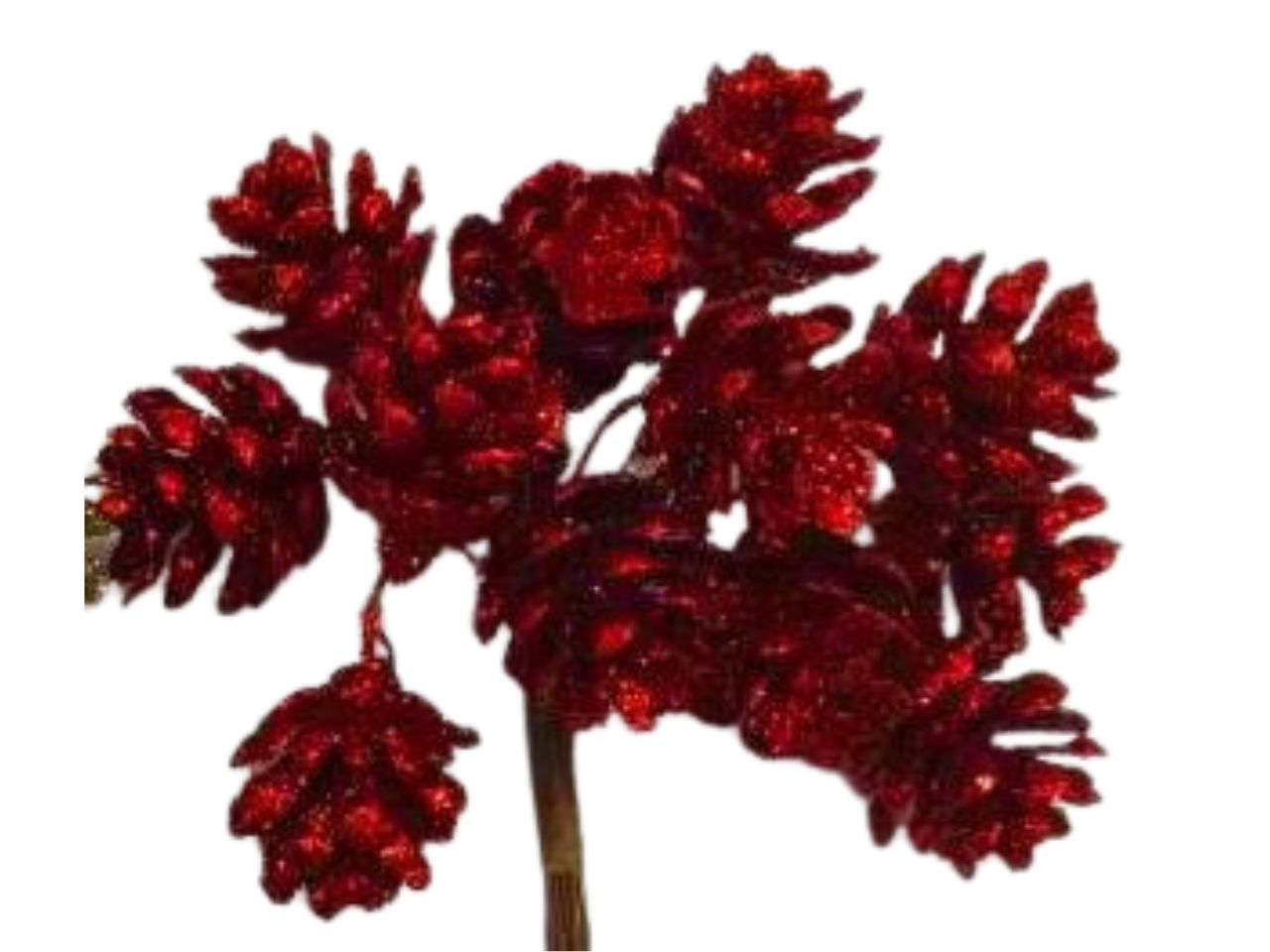 Mazzetto con 11 pigne colore rosso misura d.1,5cmxh.11cm