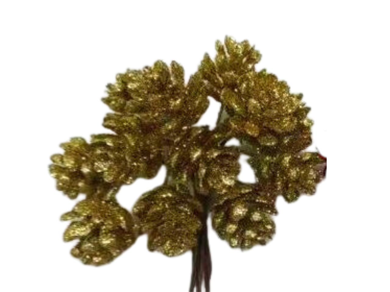 Mazzetto con 11 pigne colore oro misura d.1,5cm/h.11cm