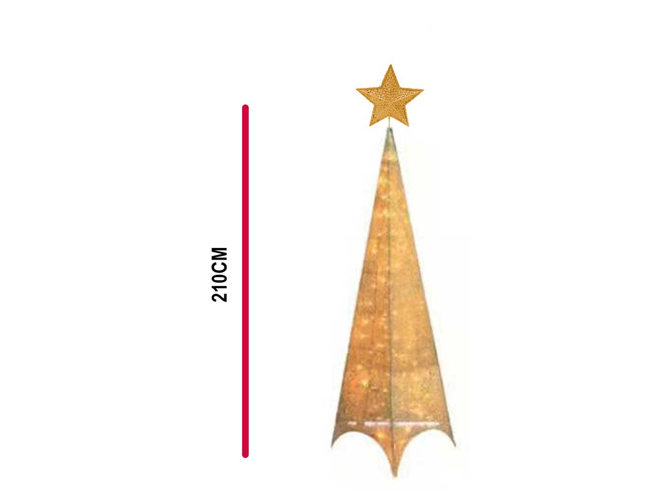 Albero natalizio in metallo dorato con 120 led per interni h.210 cm - Creare Home