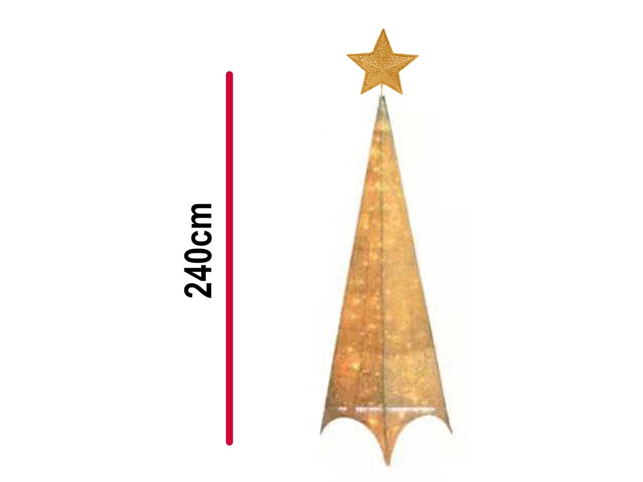 Albero natalizio in metallo dorato con 120 led per interni h.240 cm - Creare Home