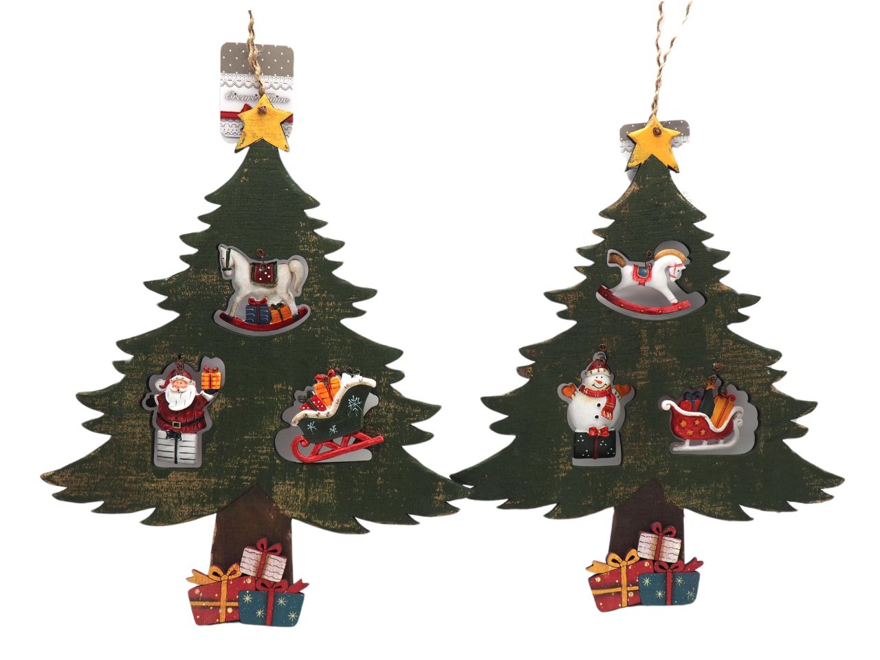 Albero decorativo da appendere con pendagli h.39x32cm - 2 assortimenti