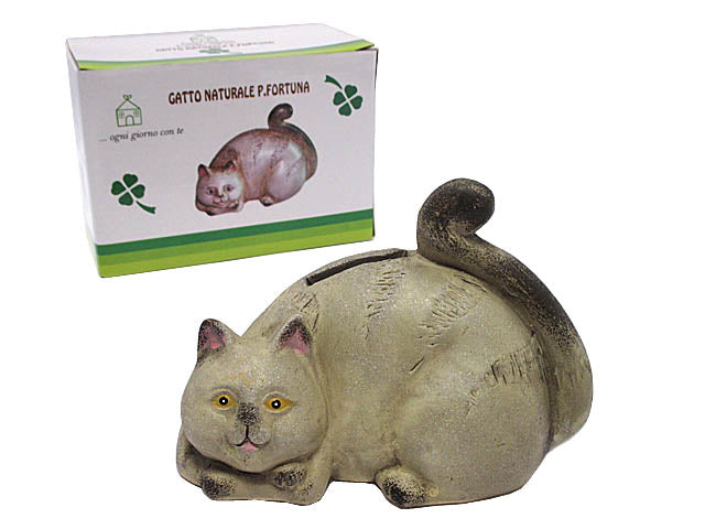 Gatto naturale medio h. 10,5x14x9cm.