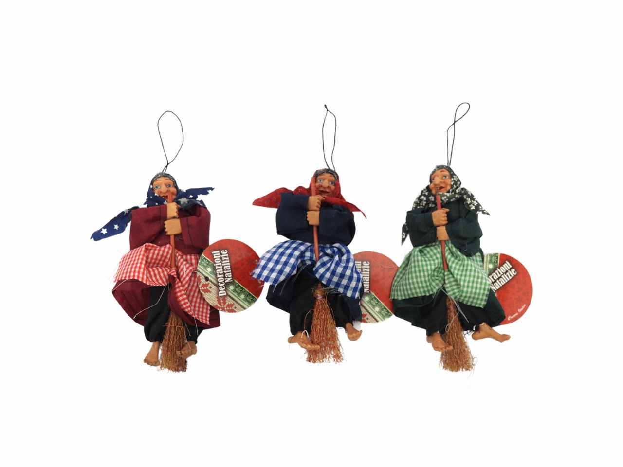 Befana da appendere 17x6cm-disponibile in 3 colorazioni