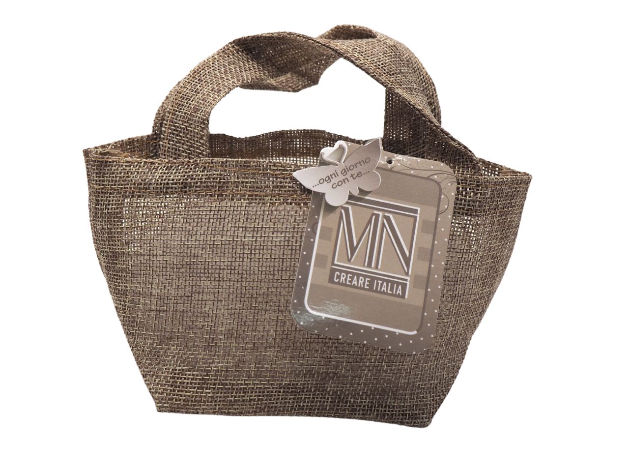 Borsetta in juta con manici h.13 - 21x12x12cm colore naturale