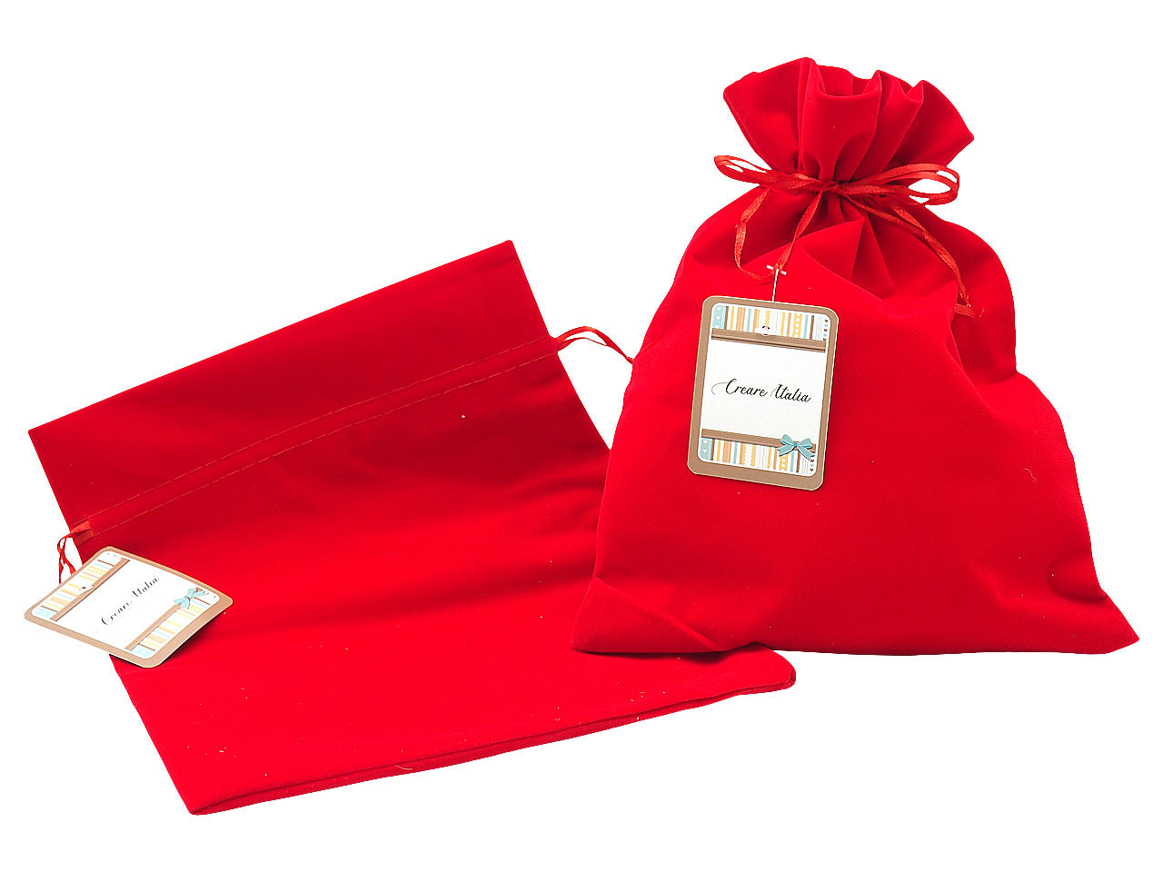 Sacchetto in velluto h.30x23cm rosso