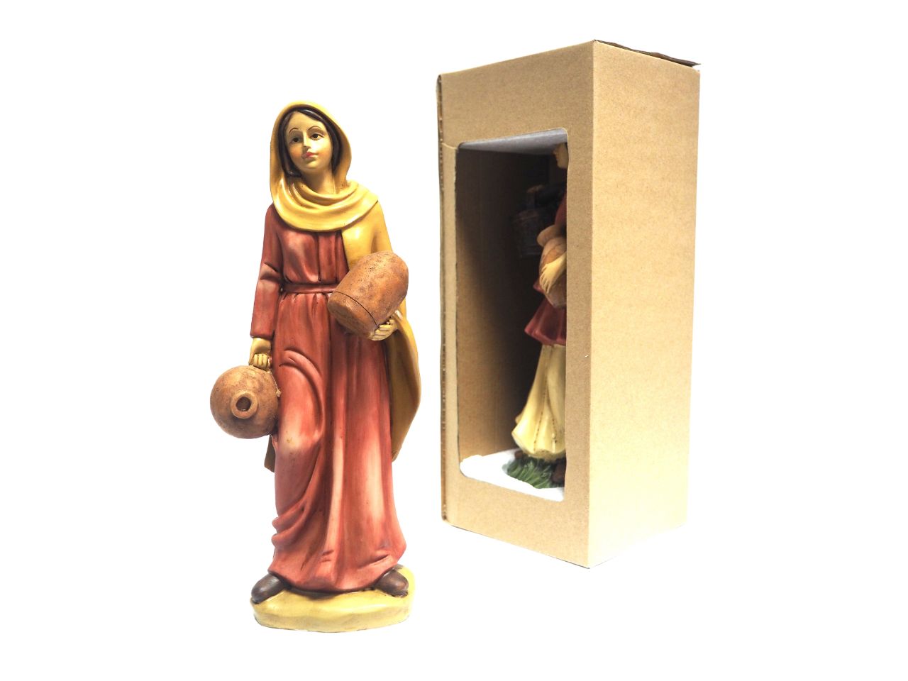 Statua donna con 2 anfore 30cm multicolor in resina per presepe - Creare Italia