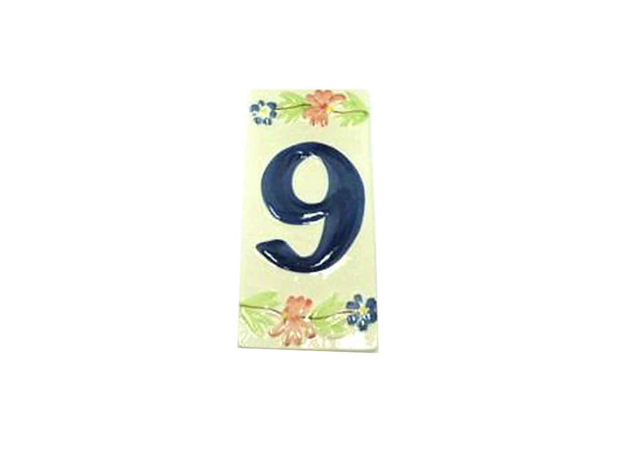 Numero 9 fuori porta rett.h.14,5x6,8cm